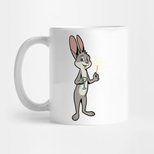 Bunny with sparkler and champagne - Happy New Year Mug